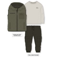 G11316TOD: Boys Quilted Gilet, Top & Cargo Pant Outfit (2-4 Years)